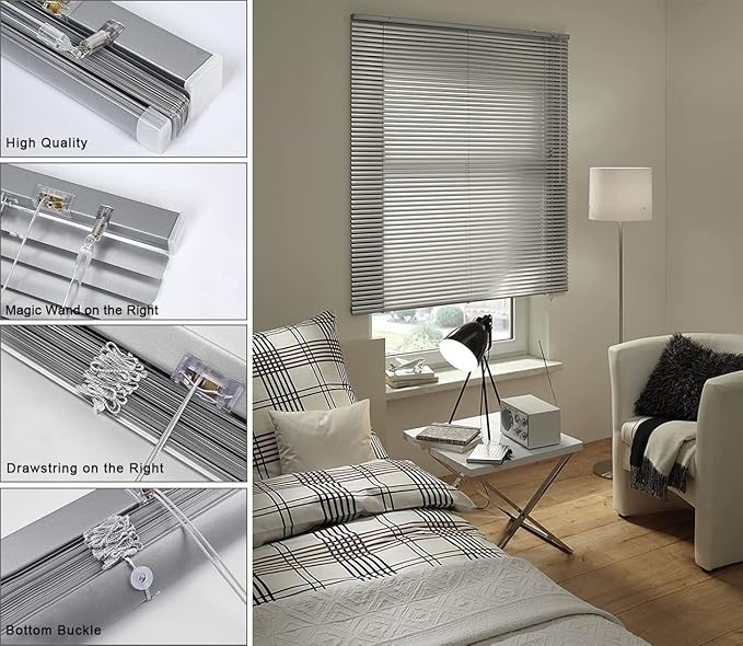 YIIBAII Mini Blinds Suitable for 40" W x 64" H Windows 1" Aluminum Horizontal