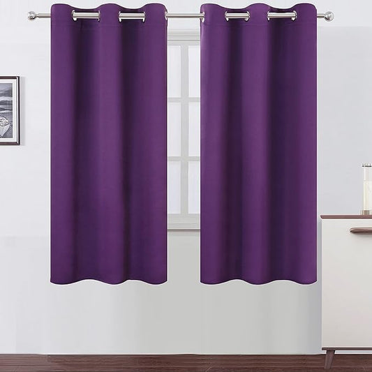 LEMOMO Purple Blackout Curtains 34 x 63 Inch Length/Set of 2 Curtain