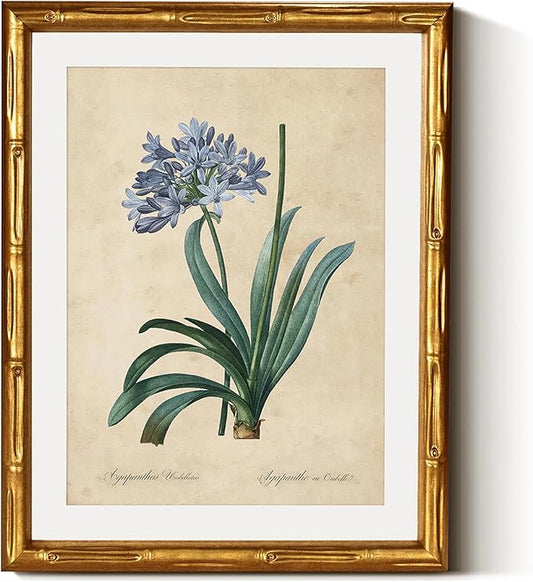 InSimSea Gold Bamboo Framed Canvas Wall Art, Retro African Lily Botanical Prints