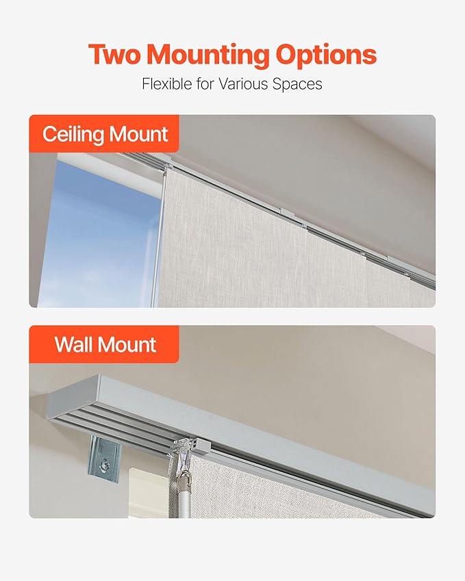 VEVOR Panel Track Blinds, Extendable Track from 45.8 in to 86 in W, Trimmable