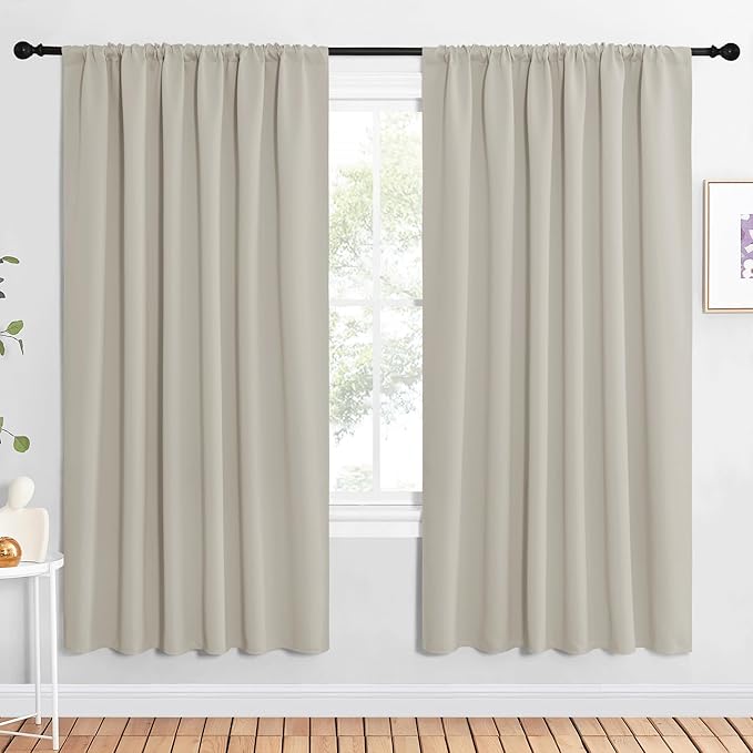 NICETOWN 2 Panels Blackout Curtains, Rod Pocket Window Curtains Room Darkning