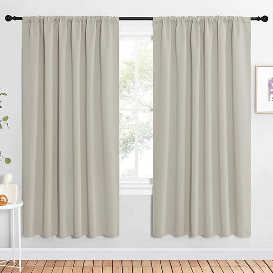 NICETOWN 2 Panels Blackout Curtains, Rod Pocket Window Curtains Room Darkning