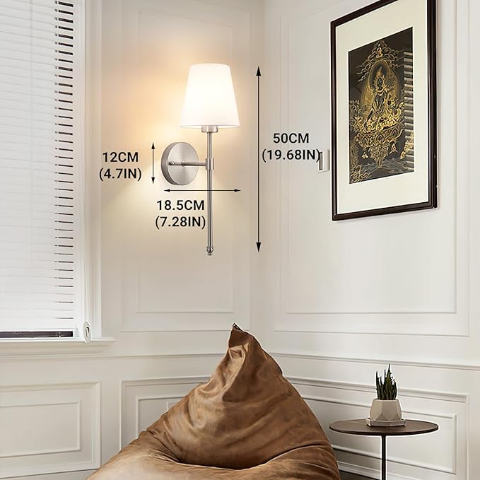 Peel and Stick Wall Sconces, Stick On Wall Sconce Set of 2, Battery Operated