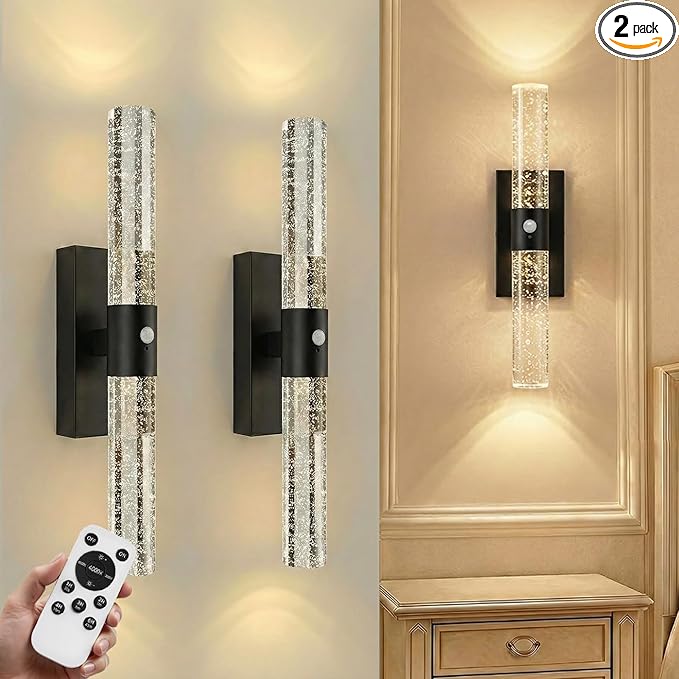 IRONPAX Wall Sconces Battery Operated Set of 2, Wireless Rechargeable Wall