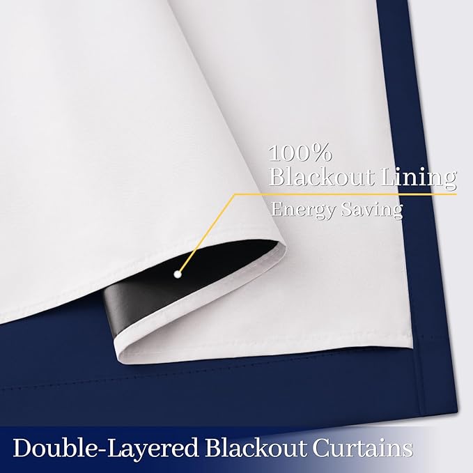 Yakamok 100% Blackout Curtain Panels 84 inches Cold and Light Blocking Drapes
