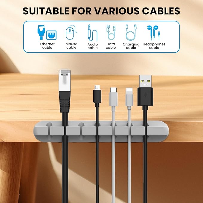 AhaStyle Cable Clips, 3 Pack Cord Holders Cable Organizer Self Adhesive Cord Keeper for Desktop Organizing USB Cable/Nightstand Power Cord/Mouse Cable/Wire PC/Cord Clips for Home Office and Car