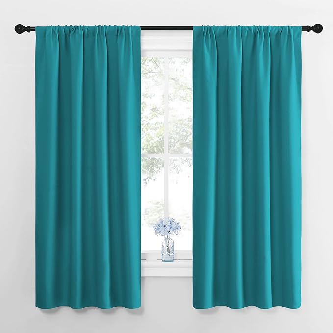 NICETOWN Peacock Blue Blackout Curtains Panels
