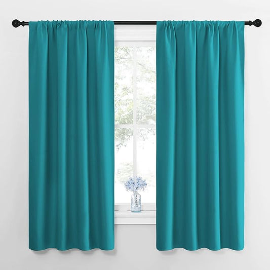 NICETOWN Peacock Blue Blackout Curtains Panels