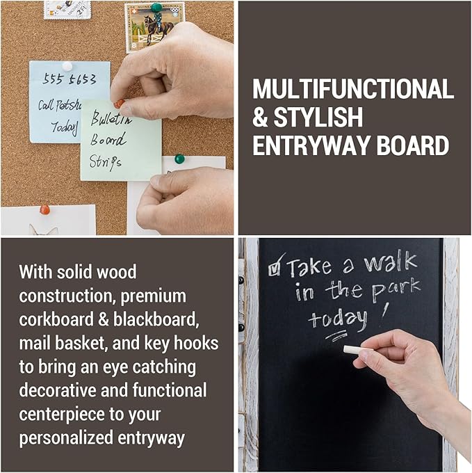MyGift 3 Panel Wall Mounted Entryway Bulletin Board Combo Set