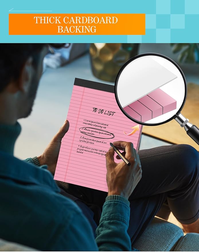 Zaviko Legal Pads 8.5 x 11 Colored Note Pads, 12 Pack Colored Paper Pads 8.5x11 Lined Paper, Pads of Paper Writing Pads, Wide Ruled Notebook Pad 8 1/2 x 11, Legal Notepads 8.5 x 11, 30 Sheets/Pad