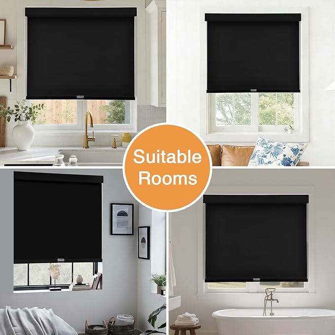 AOSKY No Drill Cordless Blackout Roller Shades