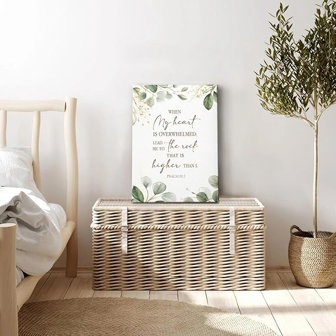 HIWX Christian Bible Verses Wall Decor, When My Heart Is Overwhelmed Religious