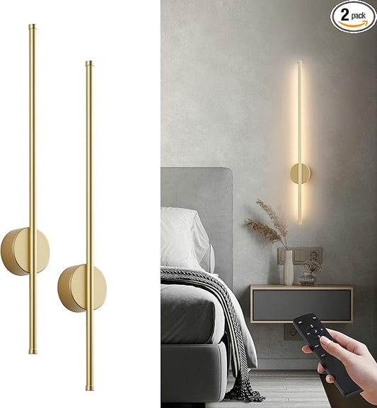 Battery Operated Modern Wall Sconces, Dimmable Wireless Wall Light Set of Two