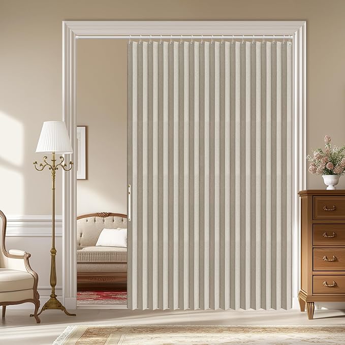 AJAZZ 100% Blackout Door Curtain Accordion Door Closet Curtain Invisible