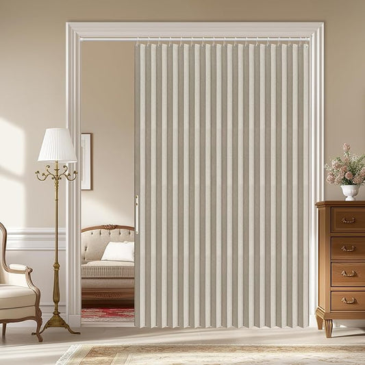 AJAZZ 100% Blackout Door Curtain Accordion Door Closet Curtain Invisible
