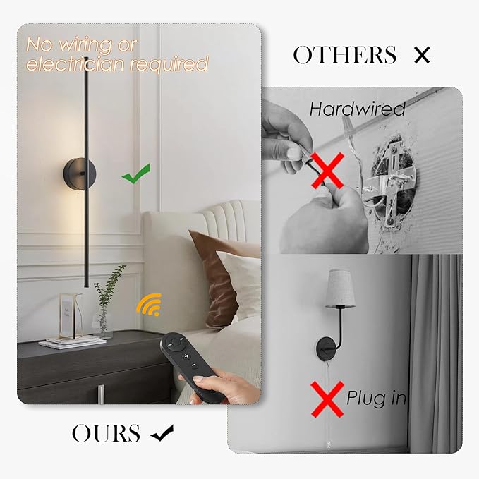 KARTOOSH Battery Operated Wall Sconces, Dimmable Wall Sconces Set of Two