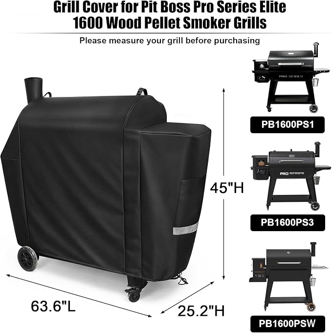 QuliMetal Grill Cover for Pit Boss Competition Series 1600, Pro Series 1600 Elite Wood Pellet Grill, PB1600CS, PB1600PS2, PB1600PSE, 600D Heavy Duty Waterproof Fade Resistant Pit Boss 1600 Grill Cover