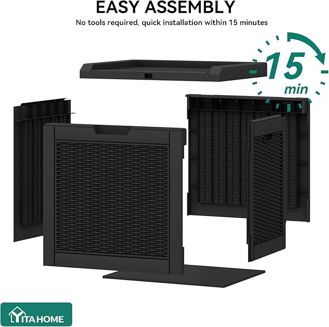 YITAHOME 32 Gallon Outdoor Storage Box, 2-Pack Water Resistant Resin Deck Box, Indoor Outdoor Lockable Storage Container for Patio, Garden, Cushions, Tools, Equipment (Black)