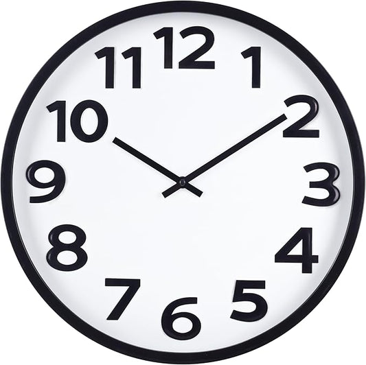 Large Wall Clock 16 Inch Silent Non-Ticking Modern Big Number Wall Clocks