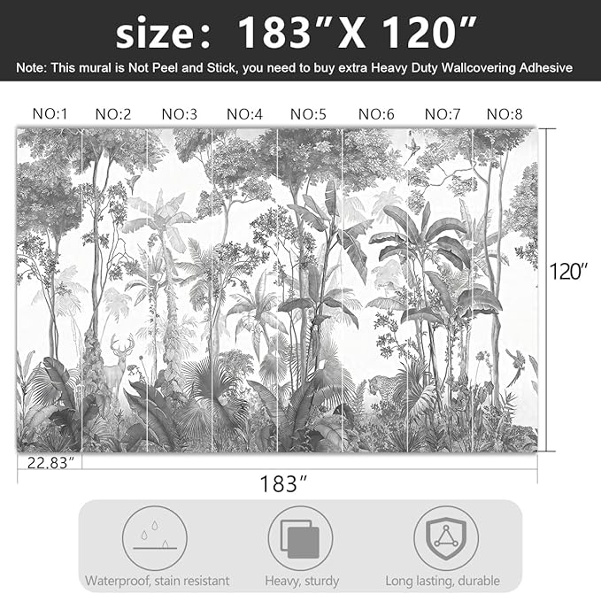 -Grey Jungle Botanical Animal Banana Leaf Fabric Wallpaper Living Room Tropical