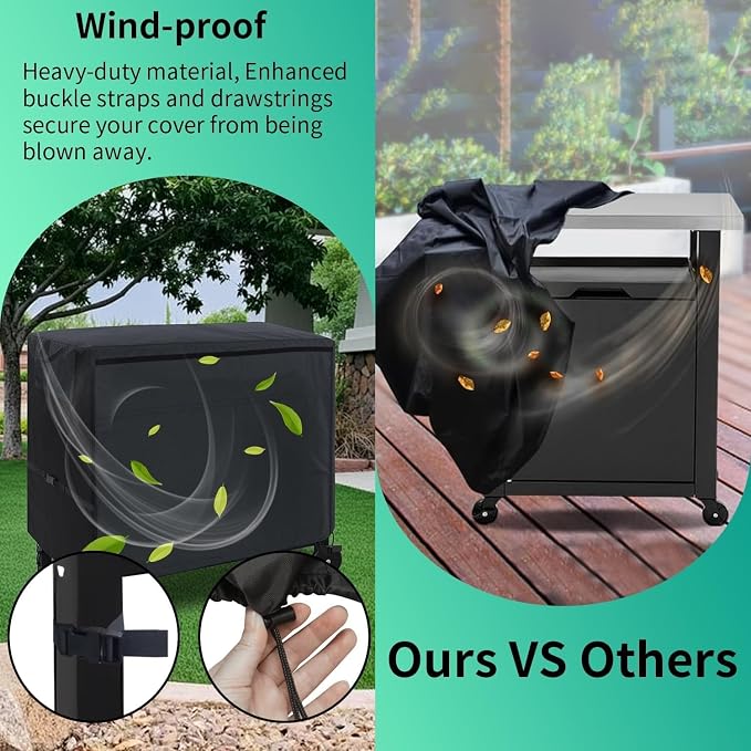 Outdoor Prep Table Cover, 54 Inch Heavy Duty Waterproof Cover for Patio, Grill Cart, BBQ Food Prep Table, Compatible with Keter Unity Small Portable Table & Storage Cabinet(54"L*24"W*32"H)