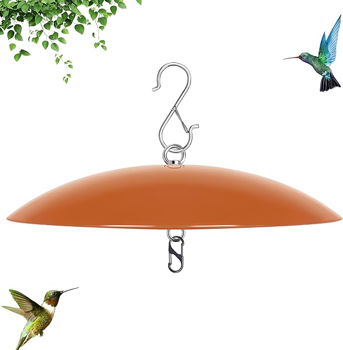 13" Hummingbird Feeder Shade Cover,Bird Feeder Dome Rain Cover,Smart Bird Feeders Umbrella,Squirrel Baffle for Shepherd's Hook Outdoors (Terracotta), 1 Pack