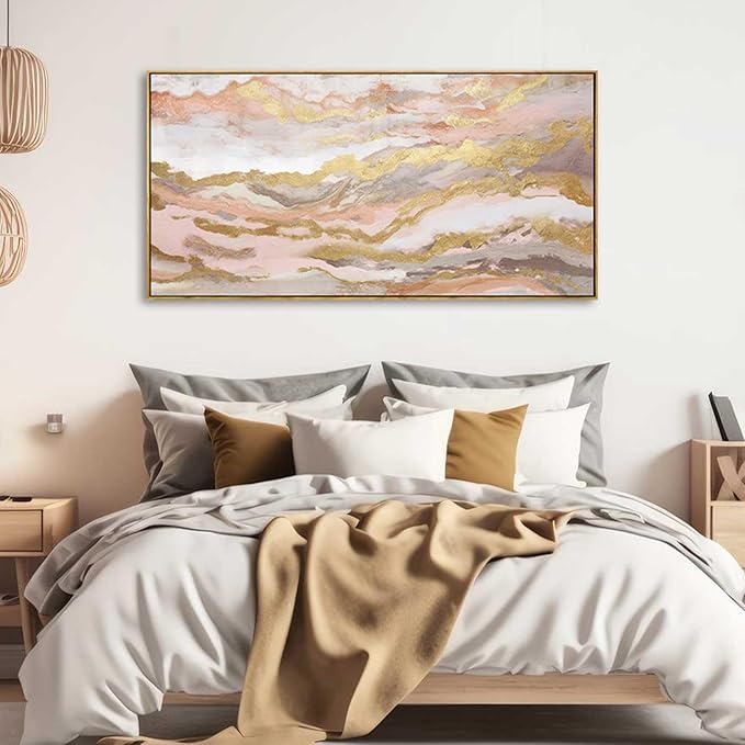 YJYart Pink Abstract Wall Art/Girl Room 20x40 Inch/Large Wall Art