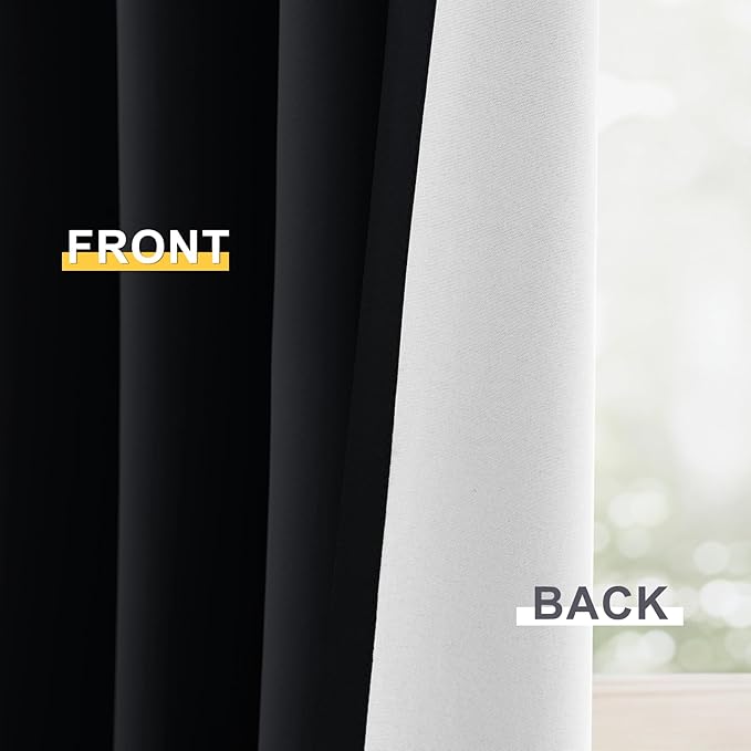 Yakamok 100% Blackout Curtain Panels 72 inches Cold and Light Blocking Drapes