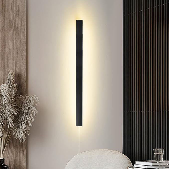 KELUOLY Modern Plug in Long Wall Sconce, 20W Warm White 3000K Acrylic Indoor