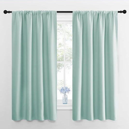 NICETOWN Kitchen Curtains, Short Blackout Curtains & Drapes, Aqua Blue