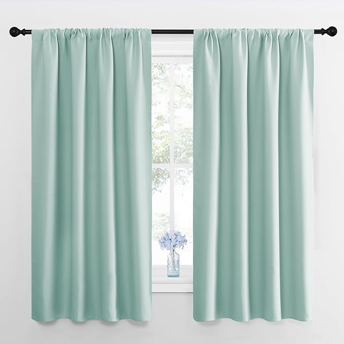 NICETOWN Kitchen Curtains, Short Blackout Curtains & Drapes, Aqua Blue