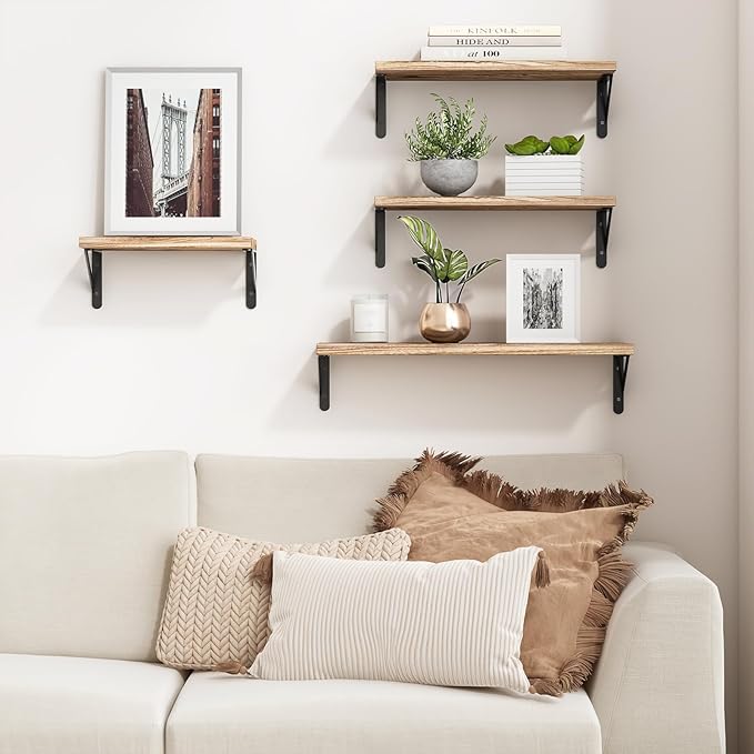 YGEOMER Floating Shelves for Wall Mounted Wall Shelves for Bedroom, Bathroom