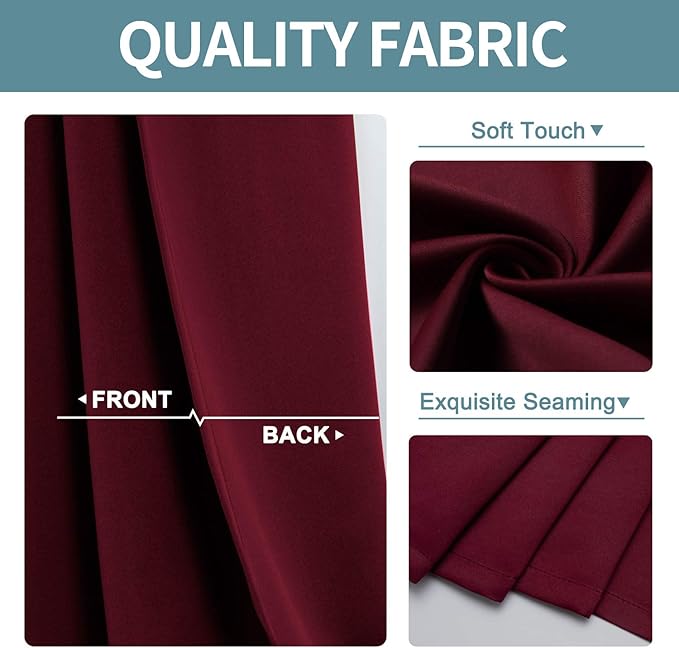 ChrisDowa Burgundyout Curtains 70 inches Wide