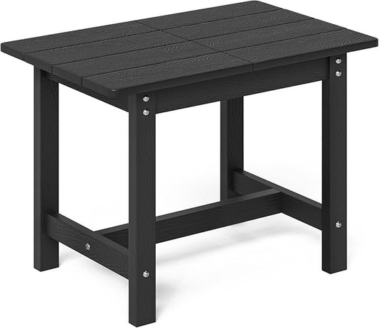 LUE BONA Outdoor Side Table, HDPS Large Size Outdoor Table, Adirondack Side Table, Outside End Table for Patio, Porch, Beach, Garden, Weather Resistant/Easy Maintenance/Indoor or Outdoor Use, Black