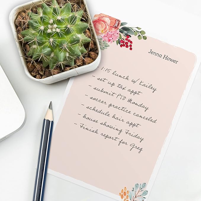 Bright Floral Personalized Sticky Note Pads / 4" x 6" Custom Sticky Notes/Set of 3 Modern Pads / 50 Sheets Per Pad