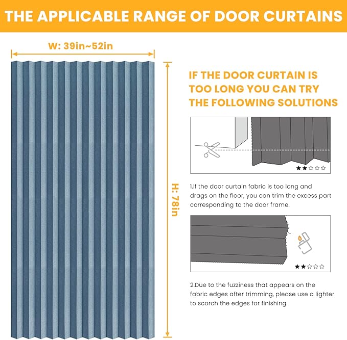 AJAZZ 100% Blackout Magnetic Door Curtain Pleated Door Curtain Accordion Doors