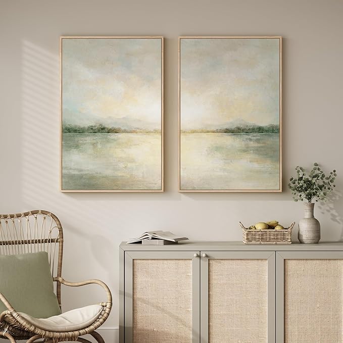 Framed Sage Green Abstract Wall Art