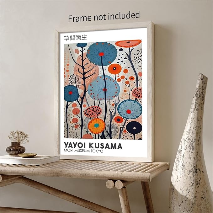 Yayoi Kusama Canvas Wall Art Vintage Japanese Painting Posters Tokyo Aesthetic