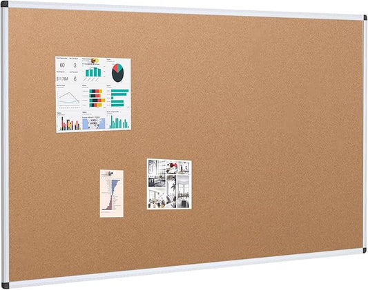 VIZ-PRO Large Cork Bulletin Board, 60 X 48 Inches, Wall-Mounted Corkboard