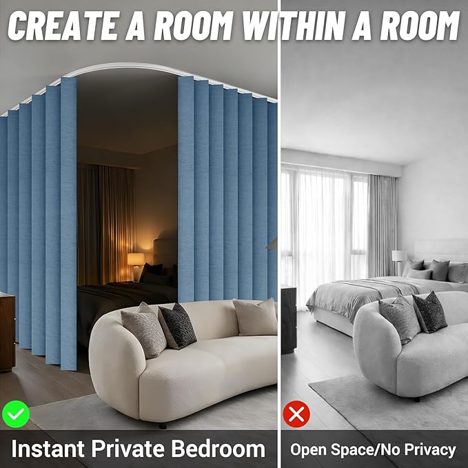 Room Divider Curtain Sets with Flexible Ceiling Track, Privacy Soundproof