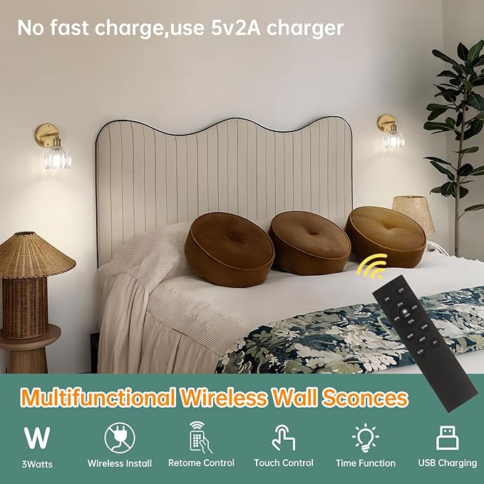 Shenmoyl Battery Operated Vintage Wall Sconces