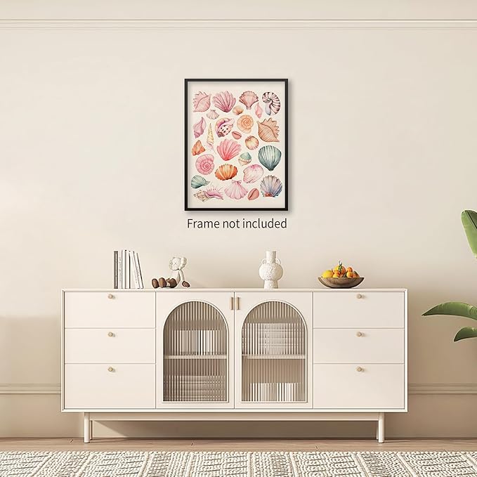 Pink Seashell Posters Coastal Cowgirl Canvas Wall Art Trendy Beach Starfish