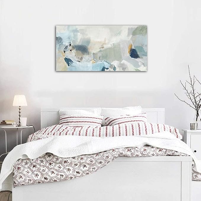 arteWOODS Abstract Canvas Wall Art Teal Abstract Pictures Canvas Painting Modern Bluish Green Canvas Prints Turquoise Artwork Wall Decor for Living Room Bedroom Home Office Wall Decoration 29" x 58"