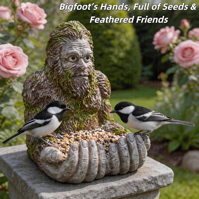 2026 New Extra Large Bigger Bigfoot Bird Feeder for Outdoors - Hand-Painted Garden Sculpture & Wild Bird Feeder, Large Capacity with Hidden Hook, Unique Gift for Bird Loverse
