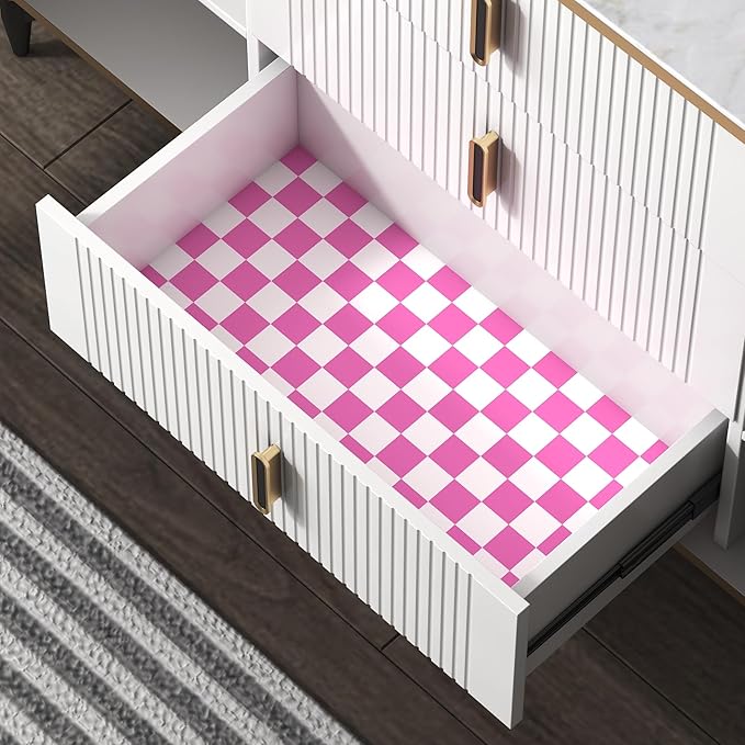 Modern Peel and Stick Wallpaper Pink and White Mosaic Checkered Contact Paper