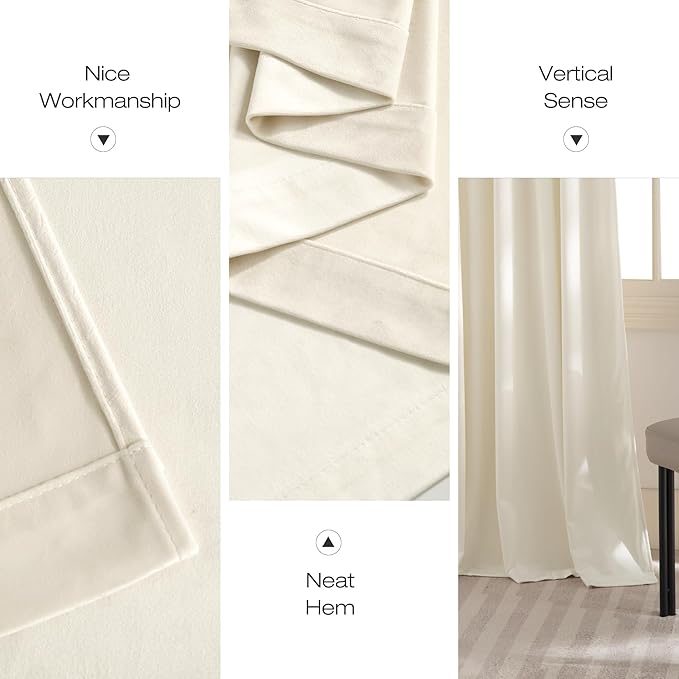 NICETOWN Ivory White Winter Velvet Curtains