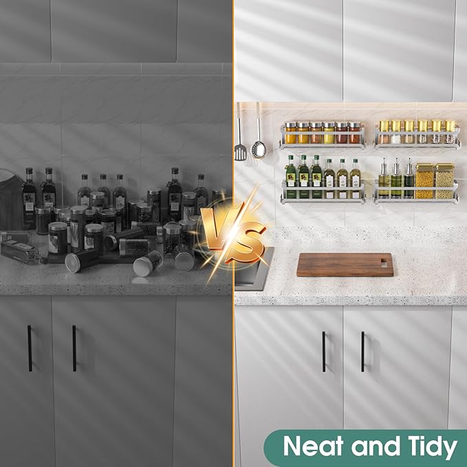 LUCYCAZ 4 Pack Wall Mounted Spice Rack