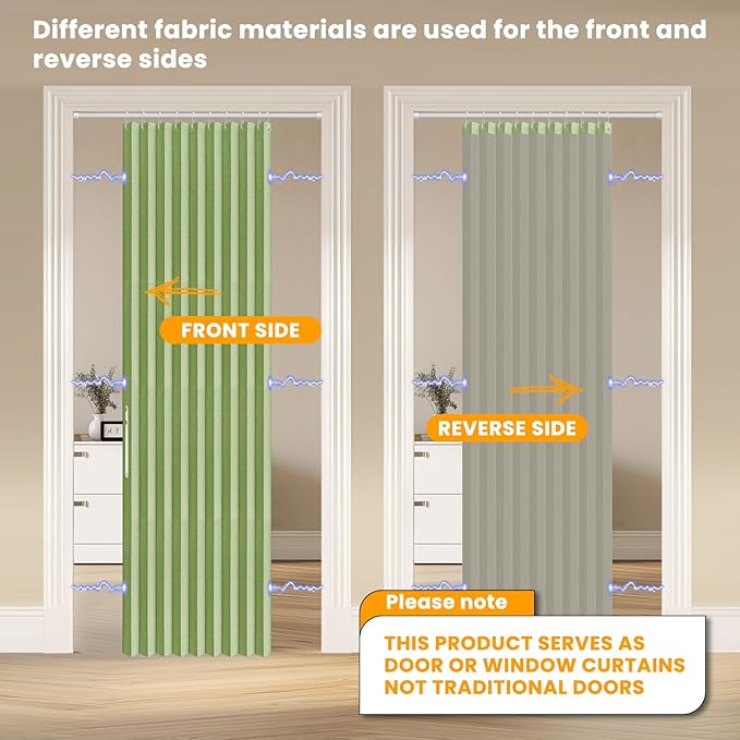 AJAZZ 100% Blackout Magnetic Door Curtain Accordion Door Accordion Doors