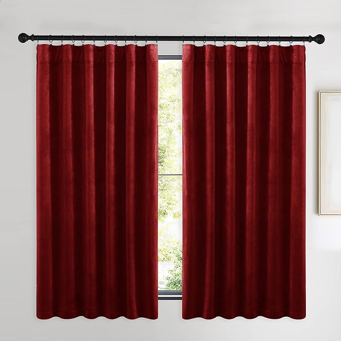 NICETOWN Christmas Red Velvet Curtains and Drapes