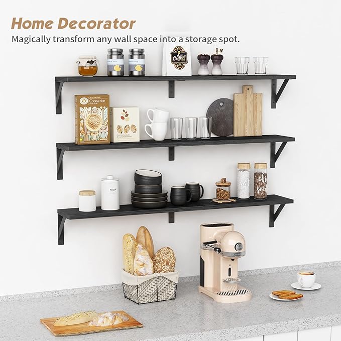 Forbena Floating Shelves 36 Inches Long 8 in Deep Set of 3, Large Wall Shelf